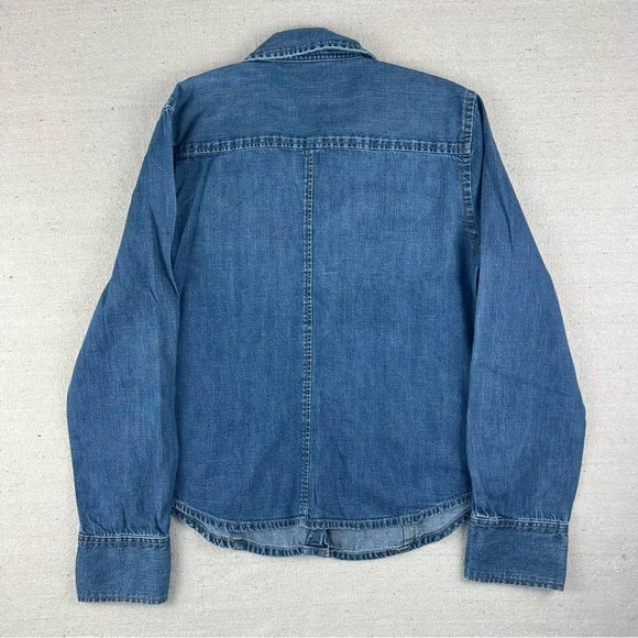 J. Crew denim button down blue jean shirt size medium - Picture 3 of 5